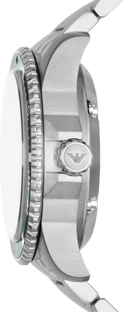 Emporio Armani Sea Explorer Meccanico Automatic Green Dial Silver Steel Strap Watch For Men - AR60061