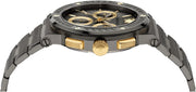 Versace Greca Icon Chronograph Black Dial Black Steel Strap Watch For Men - VEZ900521