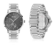 Hugo Boss Oxygen Chronograph Grey Dial Silver Steel Strap Watch for Men - 1513596