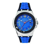 Versace Chain Reaction Blue Dial Two Tone Leather Strap Watch for Men - VEDY00119