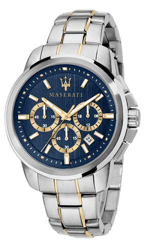 Maserati Successo Chronograph Quartz Blue Dial Silver Steel Strap Watch For Men - R8873621016