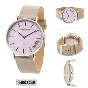 Coach Perry Mother of Pearl Dial Light Grey Leather Strap Watch for Women - 14503245