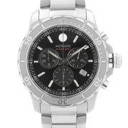 Movado Series 800 Chronograph Black Dial Silver Steel Strap Watch For Men - 2600110