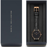 Daniel Wellington Classic Petite Reading Black Dial Black Leather Strap Watch For Women - DW00100167