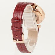 Emporio Armani Meccanico Automatic Silver Dial Red Leather Strap Watch For Women - AR60044