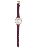 Emporio Armani Meccanico Automatic Silver Dial Red Leather Strap Watch For Women - AR60044