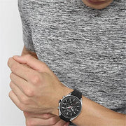 Hugo Boss Driver Chronograph Black Dial Black Leather Strap Watch for Men -1513087