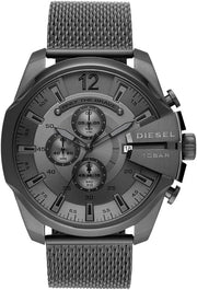 Diesel Mega Chief Chronograph Black Dial Black Mesh Strap Watch For Men - DZ4527