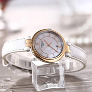 Tissot T Lady Flamingo Mother of Pearl White Dial White Leather Strap Watch For Women - T094.210.26.111.01
