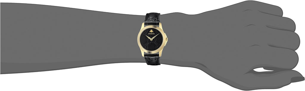 Gucci G Timeless Quartz Black Dial Black Leather Strap Watch For Women