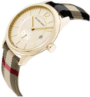 Burberry The Classic Round Gold Dial Brown Leather Strap Unisex Watch  - BU10001