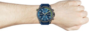 Hugo Boss Globetrotter Chronograph Blue Dial Blue Silicone Strap Watch for Men - 1513821