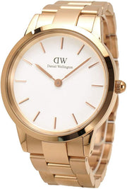 Daniel Wellington Iconic Link White Dial Gold Steel Strap Watch For Men - DW00100343