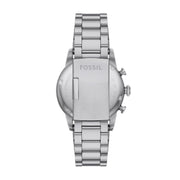 Fossil Sport Tourer Chronograph Black Dial Silver Steel Strap Watch for Men - FS6045