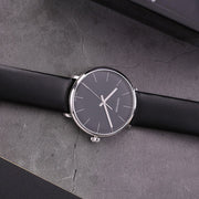 Calvin Klein High Noon Quartz Black Dial Black Leather Strap Watch for Men - K8M211C1
