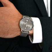 Hugo Boss Integrity Chronorgaph Grey Dial Silver Mesh Bracelet Watch for Men - 1513807