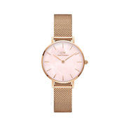 Daniel Wellington Petite Melrose Mother of Pearl Pink Dial Pink Mesh Strap Watch For Women - DW00100513