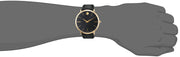 Movado Ultra Slim Black Dial Black Leather Strap Watch For Men - 0607087