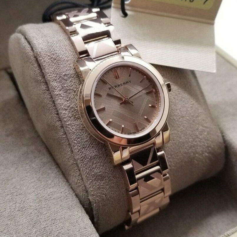 BURBERRY THE CITY BU9235 26mm 腕時計 Burberry The City Rose Gold Dial Rose Gold Steel Strap Watch for Women