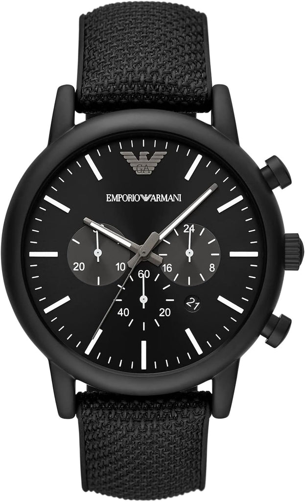 Emporio Armani Black Silicone and Steel Chronograph Watch