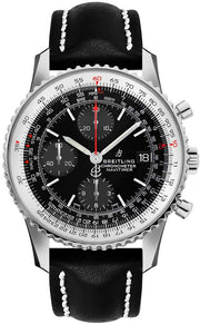 Breitling Navitimer 1 Chronograph 41mm Automatic Black Dial Black Leather Strap Mens Watch - A13324121B1P1