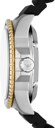 Emporio Armani Sea Explorer Meccanico Automatic Red Dial Black Silicon Strap Watch For Men - AR60070