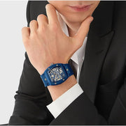 Philipp Plein The SKeleton Blue Dial Blue Silicone Strap Watch for Men  - PWVBA0323