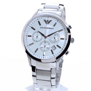 Emporio Armani Renato Chronograph Cream Dial Silver Steel Strap Watch For Men - AR2458