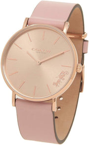 Coach Perry Rose Gold Dial Pink Leather Strap Watch for Women - 14503332-C