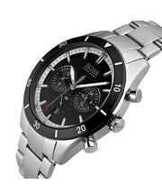 Hugo Boss Santiago Chronograph Black Dial Silver Steel Strap Watch for Men - 1513862