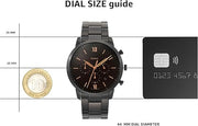 Fossil Neutra Chronograph Black Dial Black Steel Strap Watch for Men - FS5525