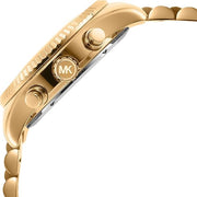 Michael Kors Lexington Chronograph Blue Dial Gold Steel Strap Watch For Women - MK7216