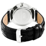 Daniel Wellington Dapper Reading Quartz White Dial Black Leather Strap Watch For Women - DW00100117