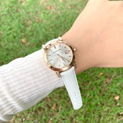 Burberry The City White Dial White Leather Strap Watch for Women - BU9108