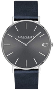 Coach Charles Grey Dial Black Leather Strap Watch for Men - 14602150