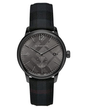 Burberry The Classic Round Horseferry Black Dial Black Leather Strap Watch for Men - BU10010
