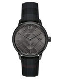 Burberry The Classic Round Horseferry Black Dial Black Leather Strap Watch for Men - BU10010