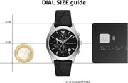 Emporio Armani Paolo Chronograph Black Dial Black Leather Strap Watch For Men - AR11530