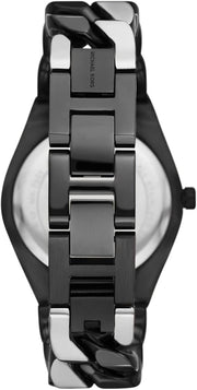 Michael Kors Lennox Analogue Black Dial Two Tone Steel Strap Watch for Women - MK7502
