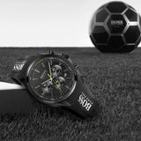Hugo Boss Distinct Chronograph Black Dial Black Silicone Strap Watch for Men - 1513859