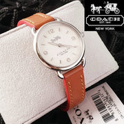 Coach Delancey Slim Cream Dial Brown Leather Strap Watch For Women - 14502789