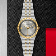 Tudor Royal Diamonds Automatic Grey Dial Two Tone Steel Strap Watch for Men - M28603-0002