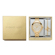 Michael Kors Slim Runway Crystals Gold Dial Gold Steel Strap Watch for Women - MK1046