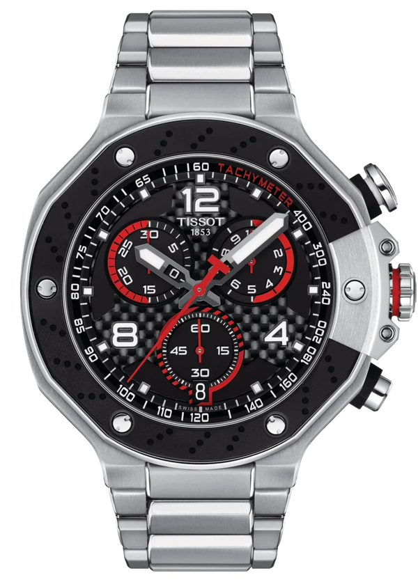 Tissot T Race Moto GP Limited Edition Chronograph Black Dial Silver Steel Strap Watch for Men - T141.417.11.057.00