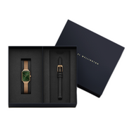 Daniel Wellington Pressed Melrose Emerald Green Rose Gold Mesh Strap Watch For Women - DW00100445