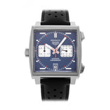 Tag Heuer Monaco Automatic Chronograph Blue Dial Black Leather Strap Watch for Men - CAW211P.FC6356