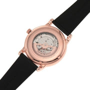 Emporio Armani Luigi Automatic Skeleton Silver Dial Black Leather Strap Watch For Men - AR60013