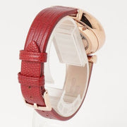 Emporio Armani Meccanico Gianni T-Bar Mother of Pearl White Dial Red Leather Strap Watch For Women - AR60048