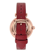 Emporio Armani Meccanico Gianni T-Bar Mother of Pearl White Dial Red Leather Strap Watch For Women - AR60048