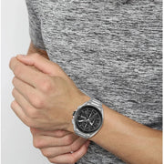 Hugo Boss Volane Chronograph Black Dial Silver Steel Strap Watch for Men - 1513949